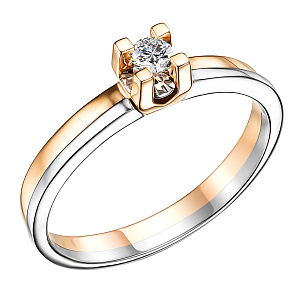 Кольцо из красного золота с бриллиантом