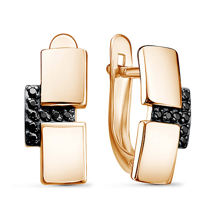 Серьги с английским замком из красного золота с фианитами