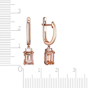 Серьги с английским замком из красного золота с морганитом