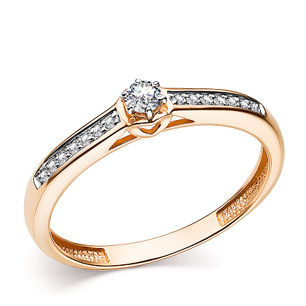 Кольцо из красного золота с бриллиантами