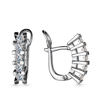 Серьги с английским замком из белого золота с бриллиантами