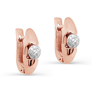 Серьги с английским замком из красного золота с бриллиантами