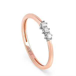 Кольцо из красного золота с бриллиантом