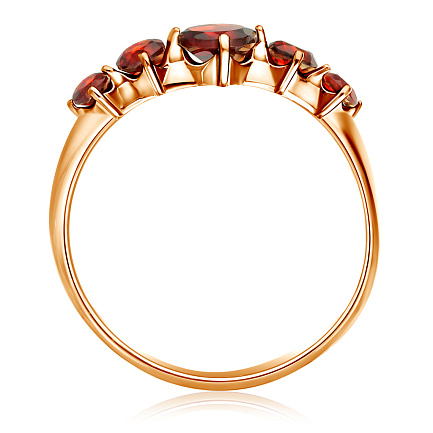 Кольцо из красного золота с гранатами