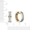 Серьги с английским замком из желтого золота с фианитом