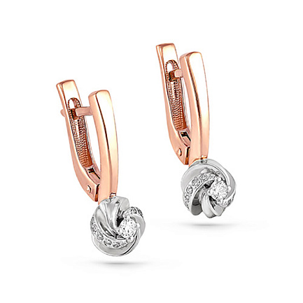 Серьги с английским замком из красного золота с бриллиантами