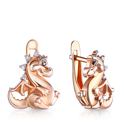 Серьги детские из серебра с позолотой