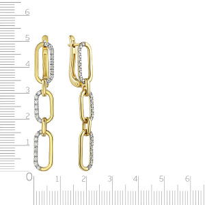 Серьги с английским замком из желтого золота с бриллиантами