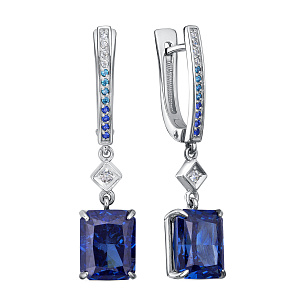 Серьги с английским замком из серебра с фианитом