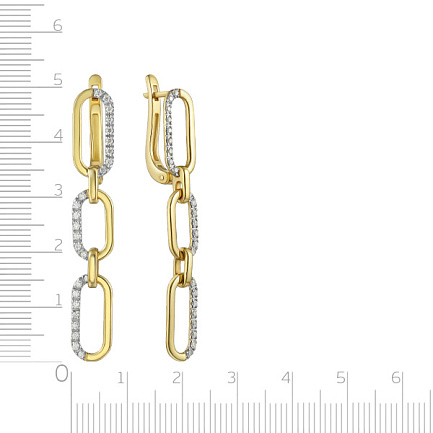 Серьги с английским замком из желтого золота с бриллиантами