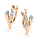 Серьги с английским замком из красного золота с бриллиантами