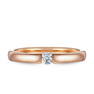 Кольцо обручальное из красного золота с бриллиантом