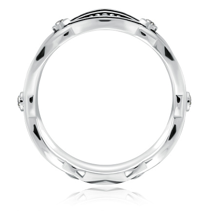 Кольцо обручальное из серебра с фианитами Сваровски