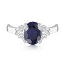 Кольцо из серебра с корундом, фианитом