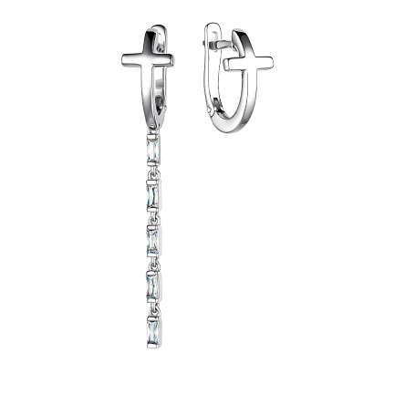 Серьги с английским замком из серебра с фианитами