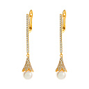 Серьги с английским замком из серебра с жемчугом