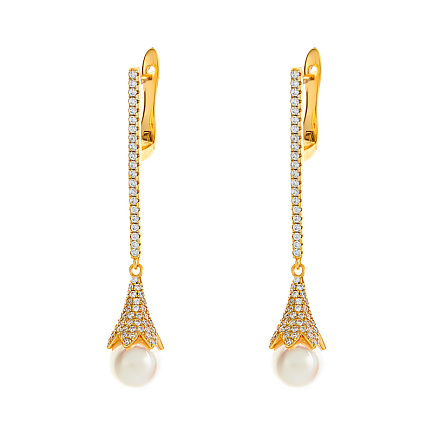 Серьги с английским замком из серебра с жемчугом