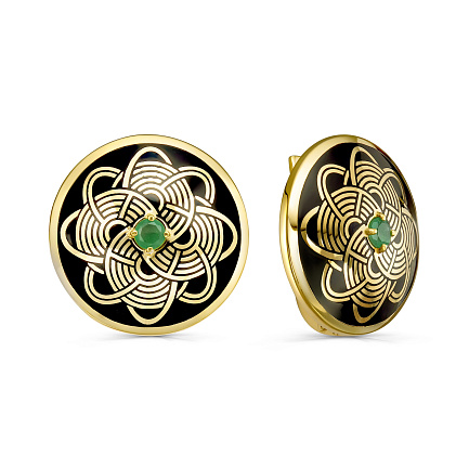 Серьги с английским замком из серебра с изумрудами