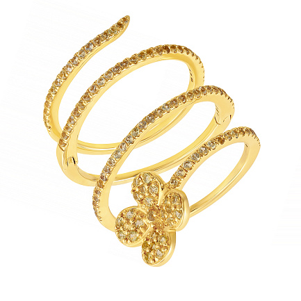 Кольцо из желтого золота с сапфирами