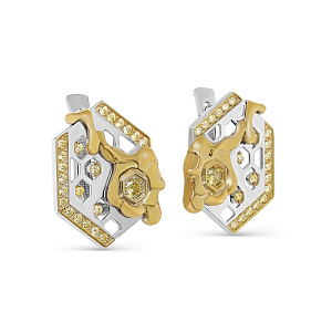 Серьги с английским замком из серебра с фианитами