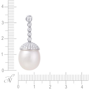 Подвеска из белого золота с бриллиантами, жемчугом