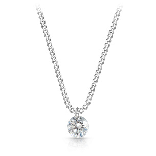 Колье из белого золота с бриллиантом, плетение панцирное