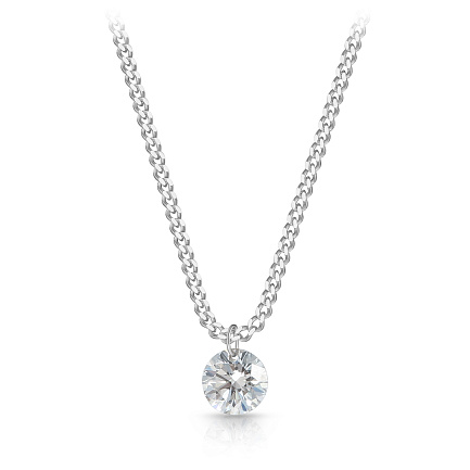 Колье из белого золота с бриллиантом, плетение панцирное