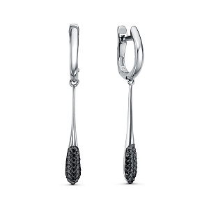 Серьги с английским замком из серебра с фианитами