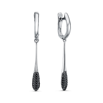 Серьги с английским замком из серебра с фианитами