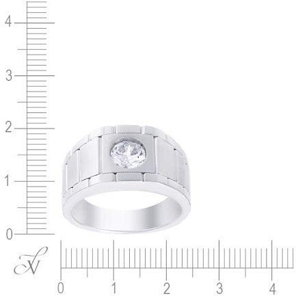 Печатка из белого золота с фианитом