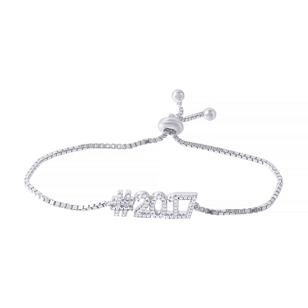 Браслет декоративный из серебра с фианитом