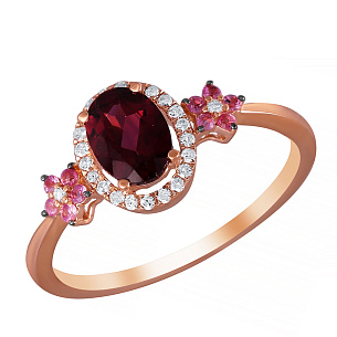 Кольцо из красного золота с родолитом