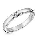 Кольцо обручальное из белого золота с бриллиантом