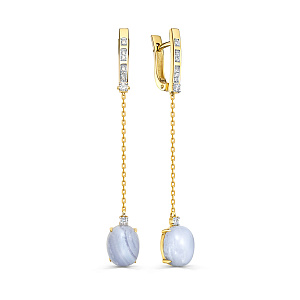 Серьги с английским замком из желтого золота с бриллиантами