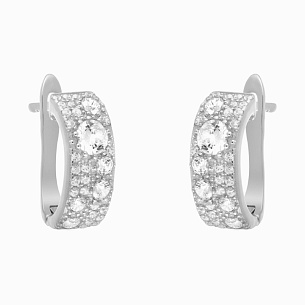 Серьги с английским замком из серебра с фианитами