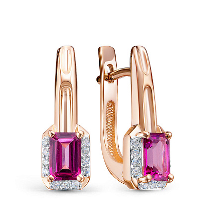 Серьги из комбинированного золота с бриллиантами, топазами