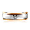 Кольцо обручальное из красного золота с бриллиантом