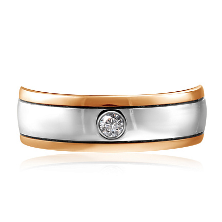 Кольцо обручальное из красного золота с бриллиантом