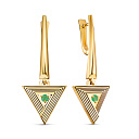 Серьги с английским замком из серебра с изумрудами