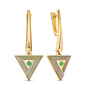 Серьги с английским замком из серебра с изумрудом