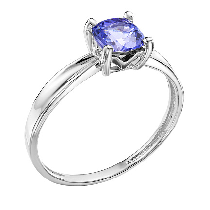 Кольцо из белого золота с танзанитом