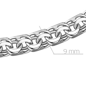 Браслет ручной работы из белого золота, плетение якорная двухрядная бисмарк