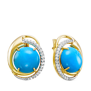 Серьги из желтого золота с бриллиантом