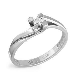 Кольцо из белого золота с бриллиантом