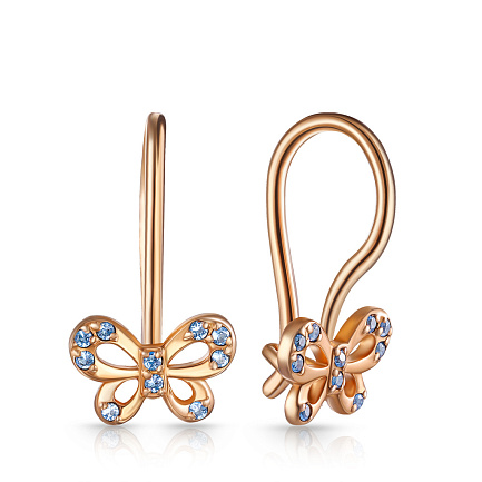 Серьги с французским замком из серебра с позолотой