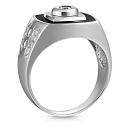 Печатка из белого золота с ониксом, фианитом