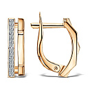 Серьги с английским замком из красного золота с фианитами