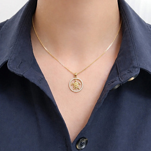 Подвеска из желтого золота с фианитом