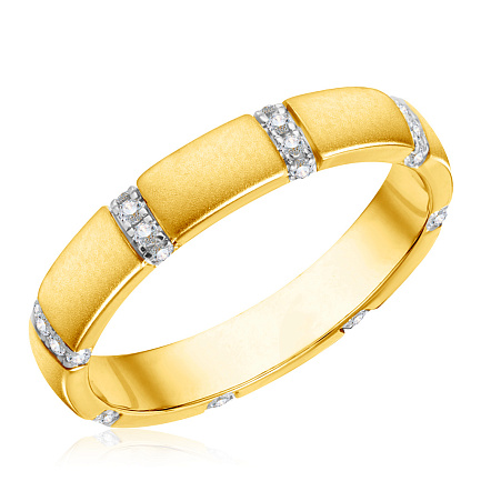 Кольцо обручальное из желтого золота с бриллиантами