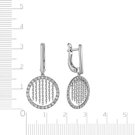 Серьги с английским замком из белого золота с бриллиантами